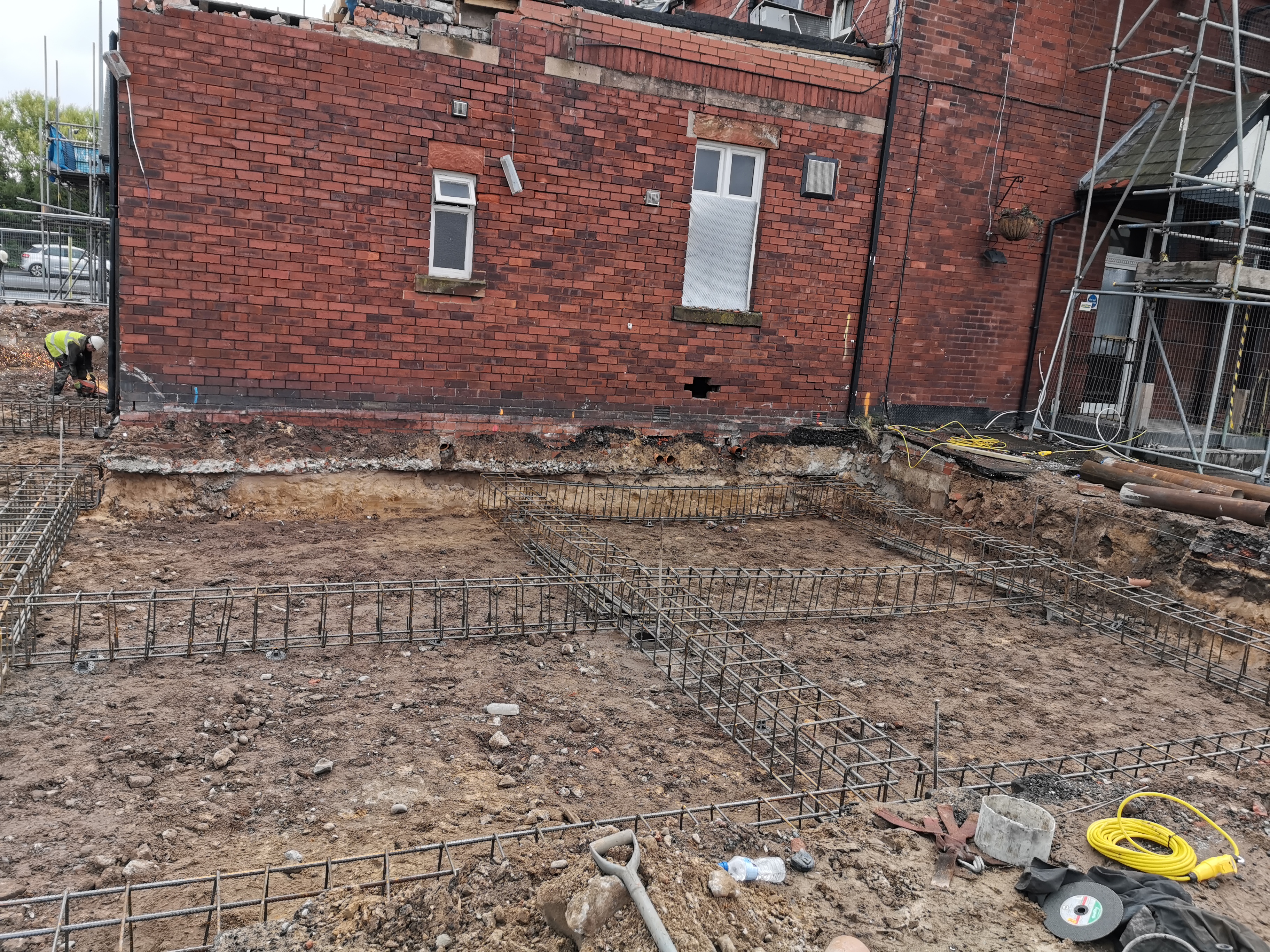 Ground beam installation progress