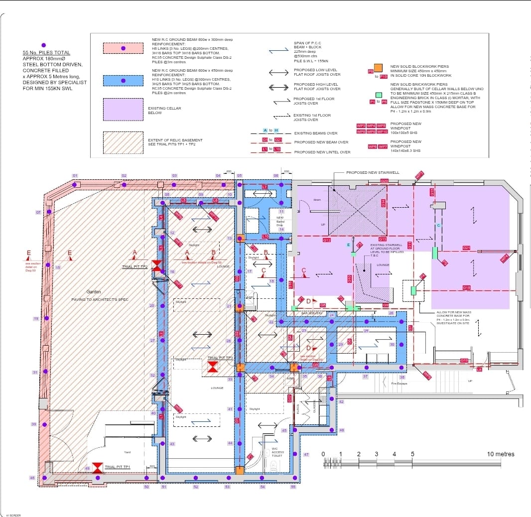 Engineering detail drawing used for Shamrock foundation works